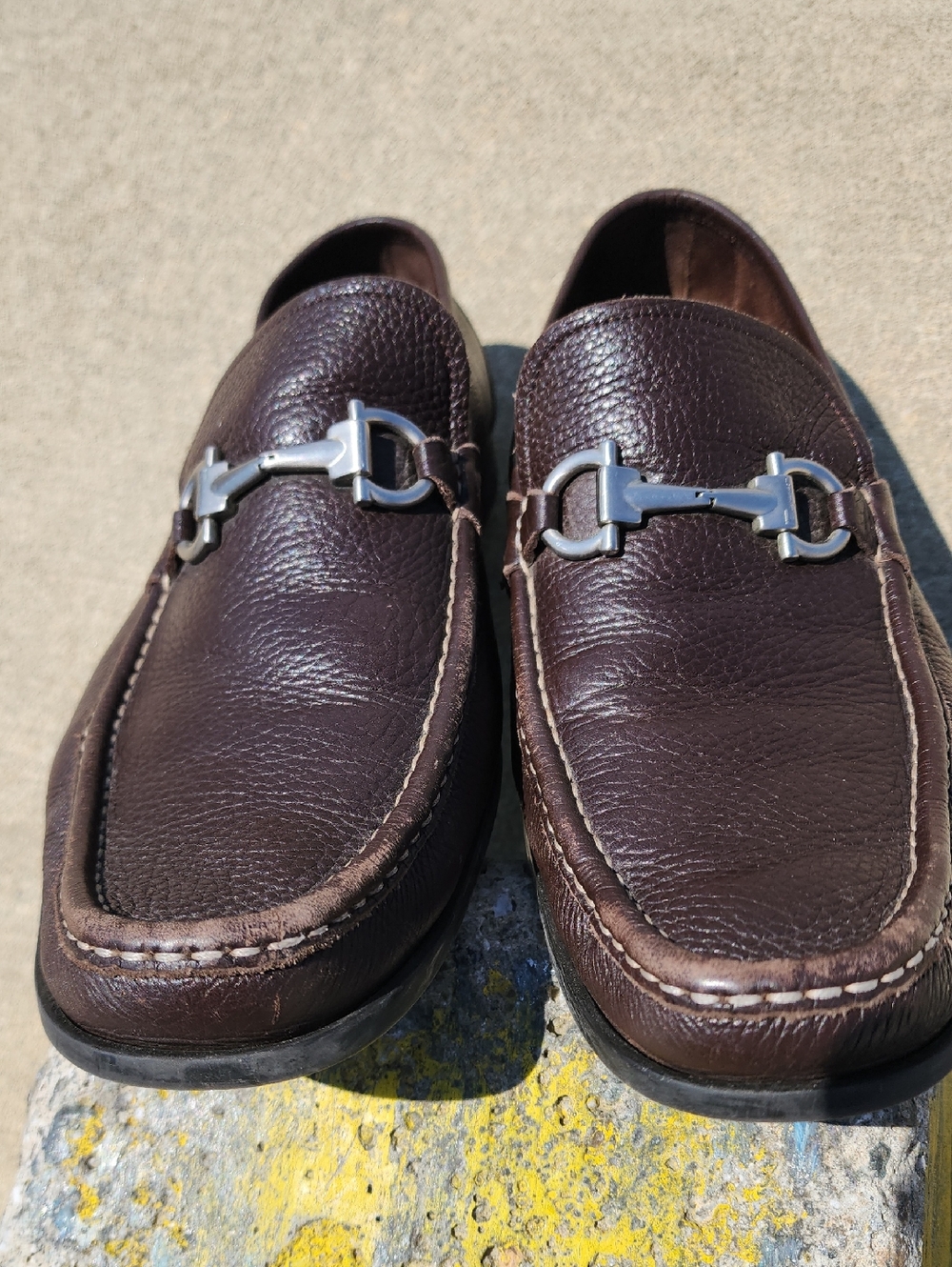 Salvatore Ferragamo Brown Leather Loafers Gancini Size 11 - Picture 8 of 16